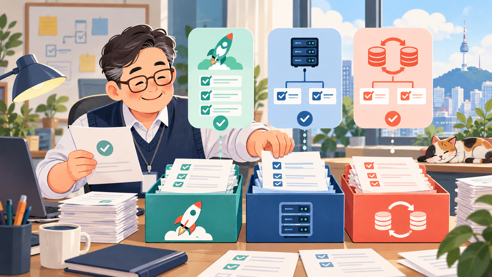 검증 스킬의 역할을 나누어 정리하는 업무 자동화 장면